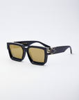 Black frame sunglasses with gold details