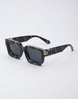 Gray marble frame sunglasses with gold details