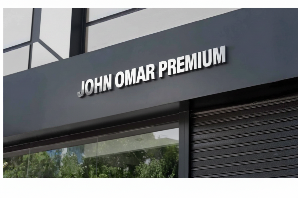 John Omar Premium storefront with promotional message